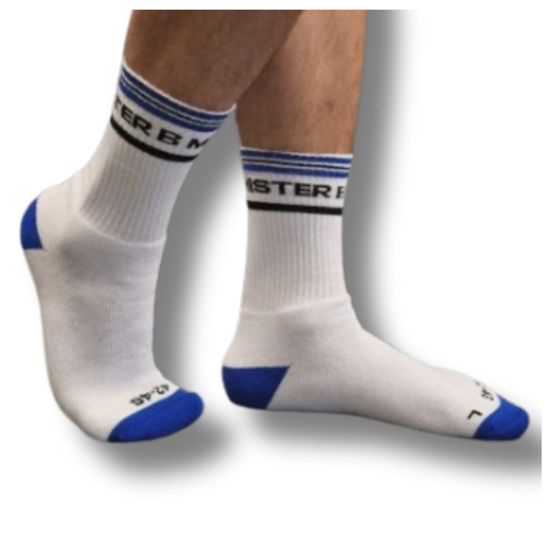 Mr B - Mister B Chaussettes Fuck Me Blanc-Bleu